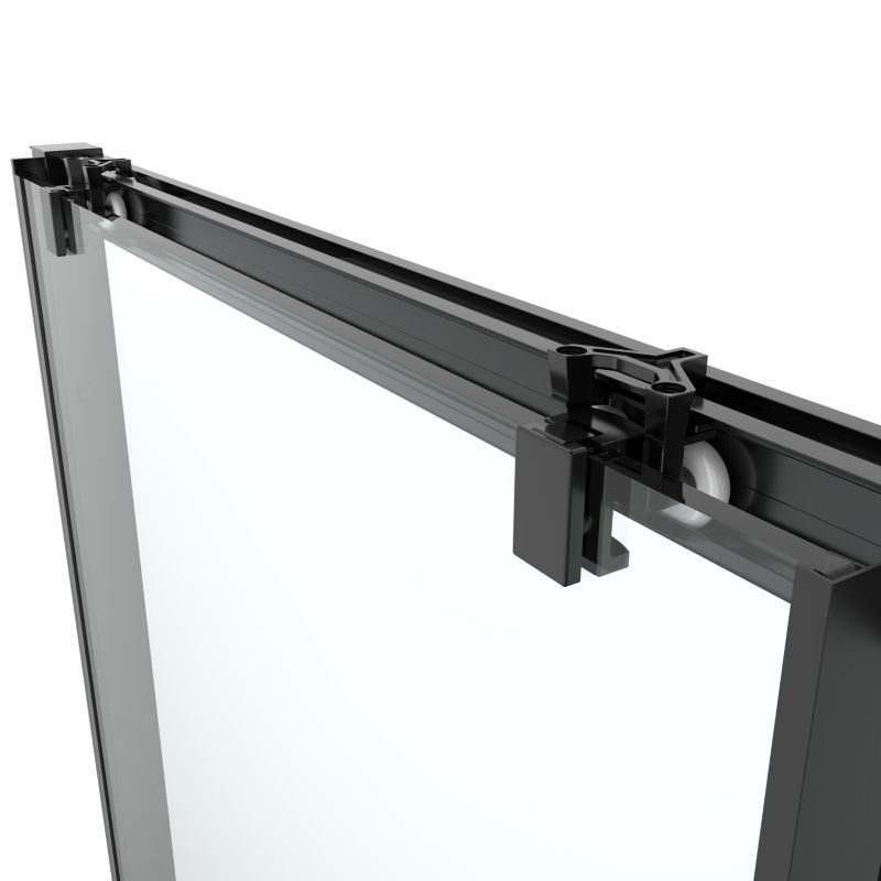 Skydedør til bruseniche 140 cm sort/transparent