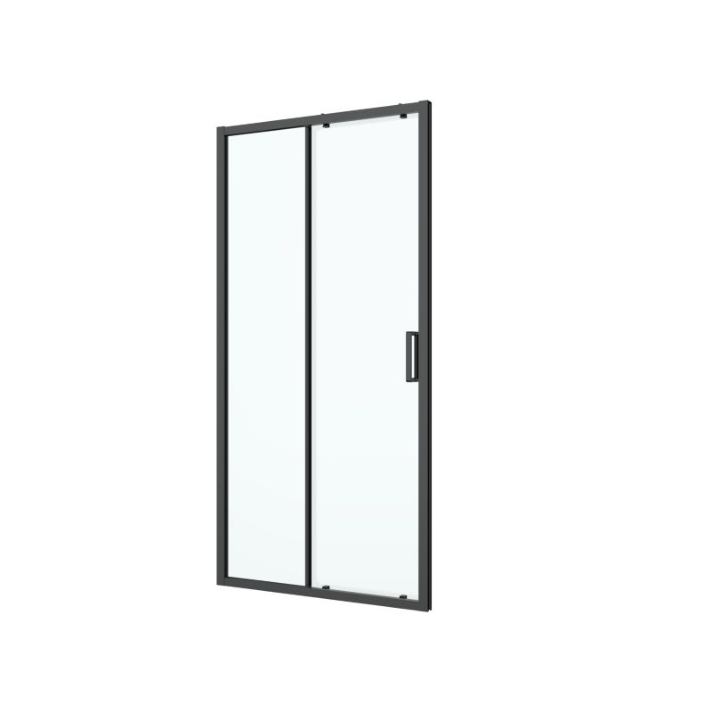 Skydedør til bruseniche 140 cm sort/transparent