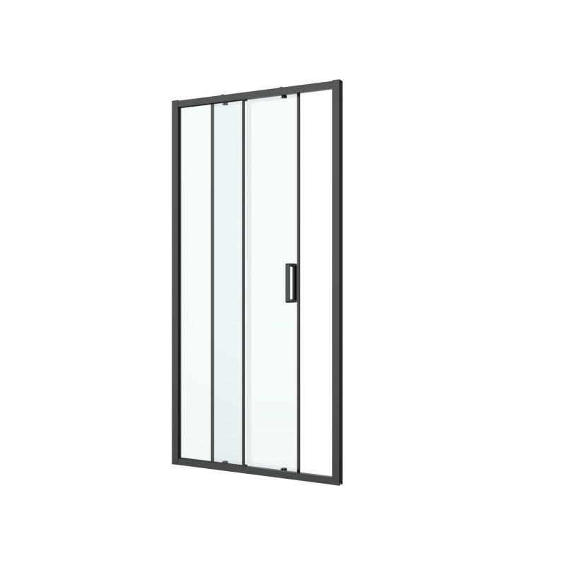 Skydedør til bruseniche 140 cm sort/transparent