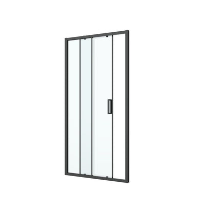 Skydedør til bruseniche 140 cm sort/transparent