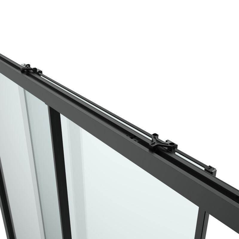 Skydedør til bruseniche 140 cm sort/transparent