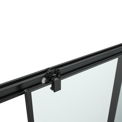 Skydedør til bruseniche 140 cm sort/transparent