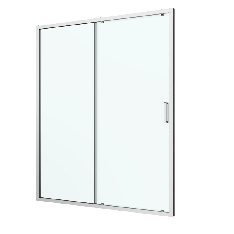 Brusedør Skydedør 160 cm Krom Transparent Hærdet Glas