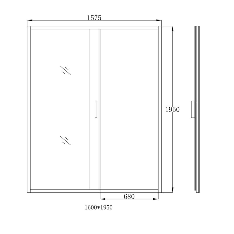Brusedør Skydedør 160 cm Krom Transparent Hærdet Glas