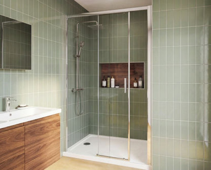 Brusedør Skydedør 120 cm Uden Tærskel Krom Transparent