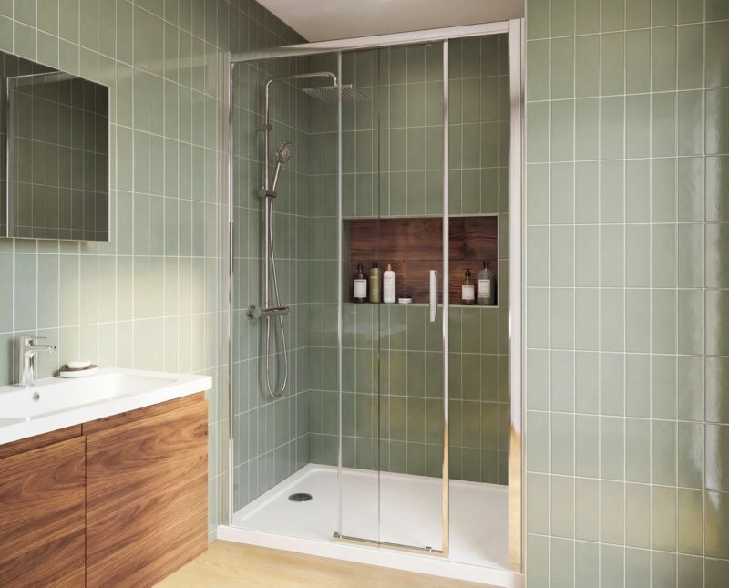Brusedør Skydedør 120 cm Uden Tærskel Krom Transparent