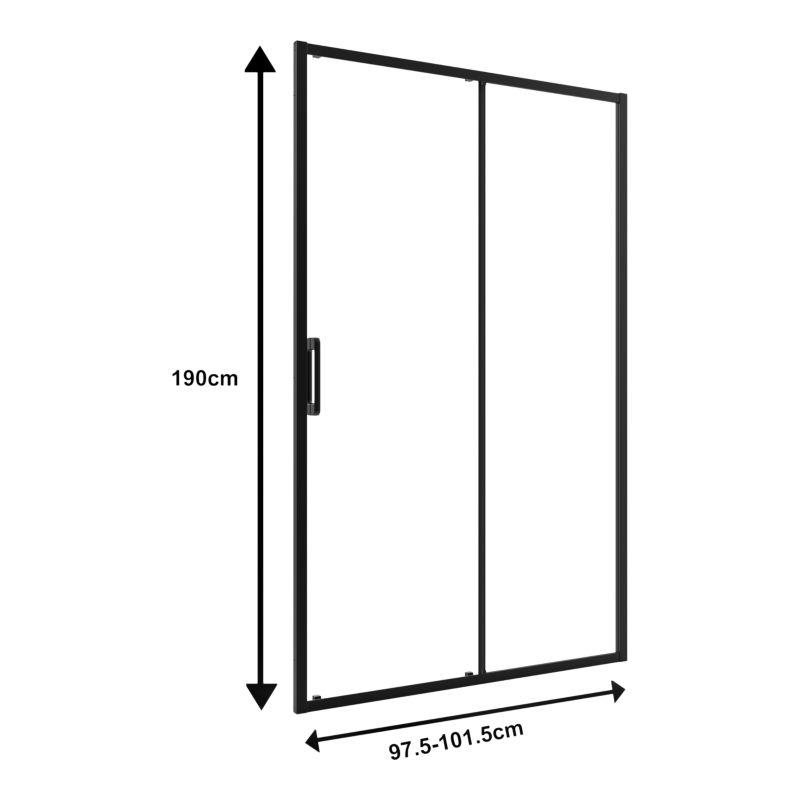 Skydedør til bruseniche Maza 100 cm Sort/Transparent | 5063022658272