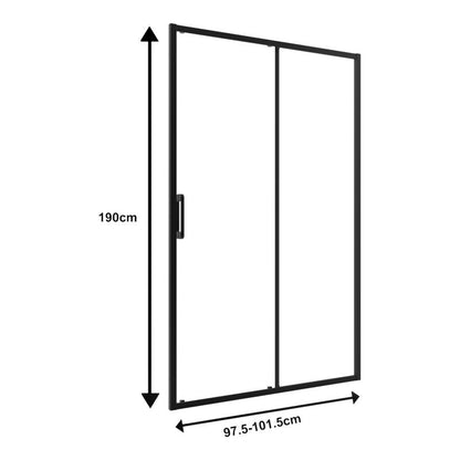 Skydedør til bruseniche Maza 100 cm Sort/Transparent | 5063022658272