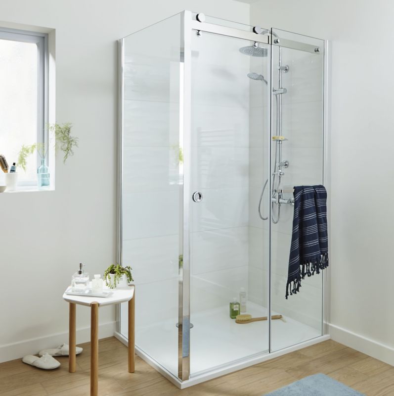 GoodHome Naya skydedør til brusekabine 120 x 195 cm transparent glas