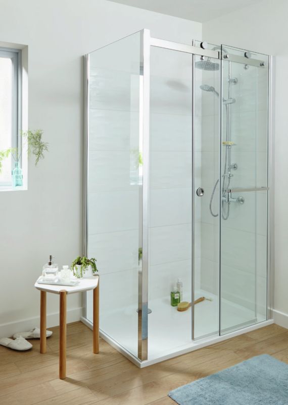 GoodHome Naya skydedør til brusekabine 120 x 195 cm transparent glas