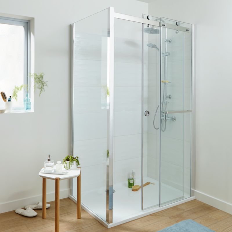 GoodHome Naya skydedør til brusekabine 120 x 195 cm transparent glas
