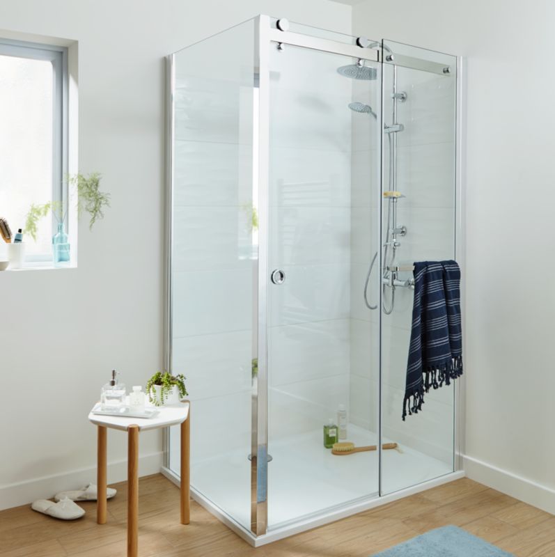 GoodHome Naya skydedør til brusekabine 120 x 195 cm transparent glas
