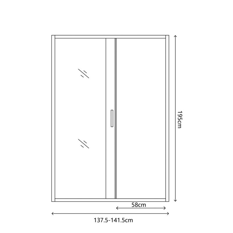 Skydedør til Bruseniche Ledava 140 cm Børstet Guld/Transparent