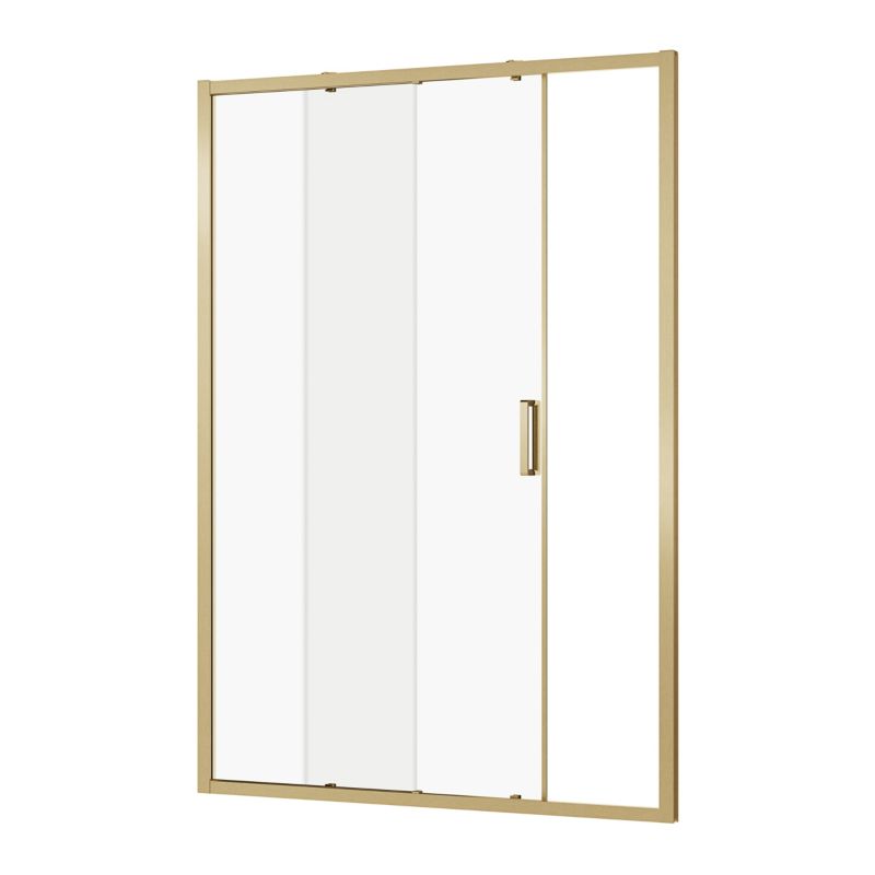 Skydedør til Bruseniche Ledava 140 cm Børstet Guld/Transparent
