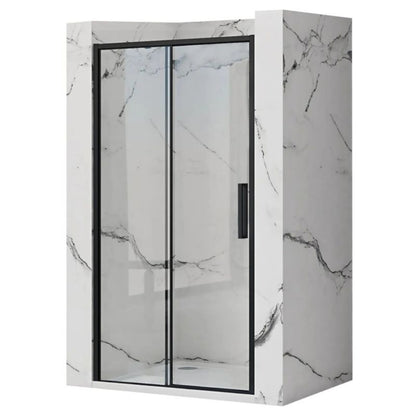 Brusekabine Skydedør 130x195 cm Sort Hærdet Glas | RAPID SLIDE