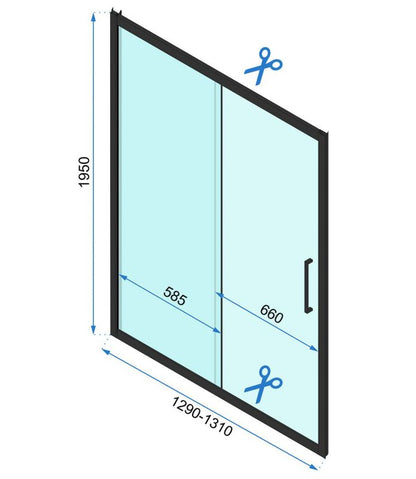 Brusekabine Skydedør 130x195 cm Sort Hærdet Glas | RAPID SLIDE