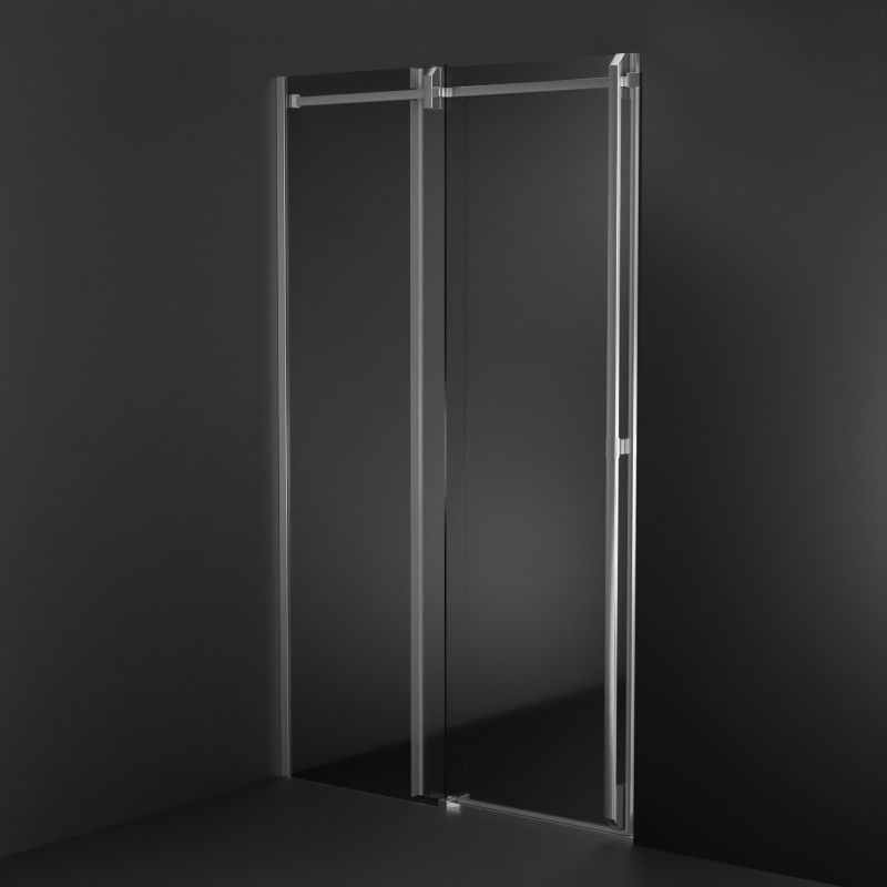 Skydedør til Bruseniche 140 cm Krom Klart Glas 8 mm