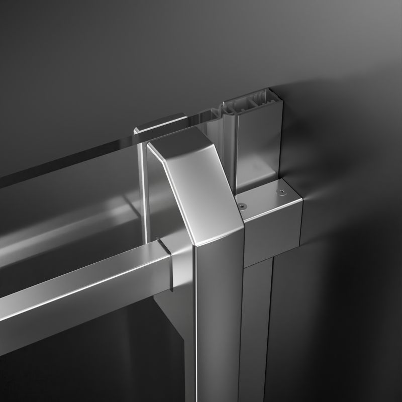 Skydedør til Bruseniche 140 cm Krom Klart Glas 8 mm