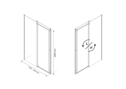 Skydedør til Bruseniche 140 cm Krom Klart Glas 8 mm