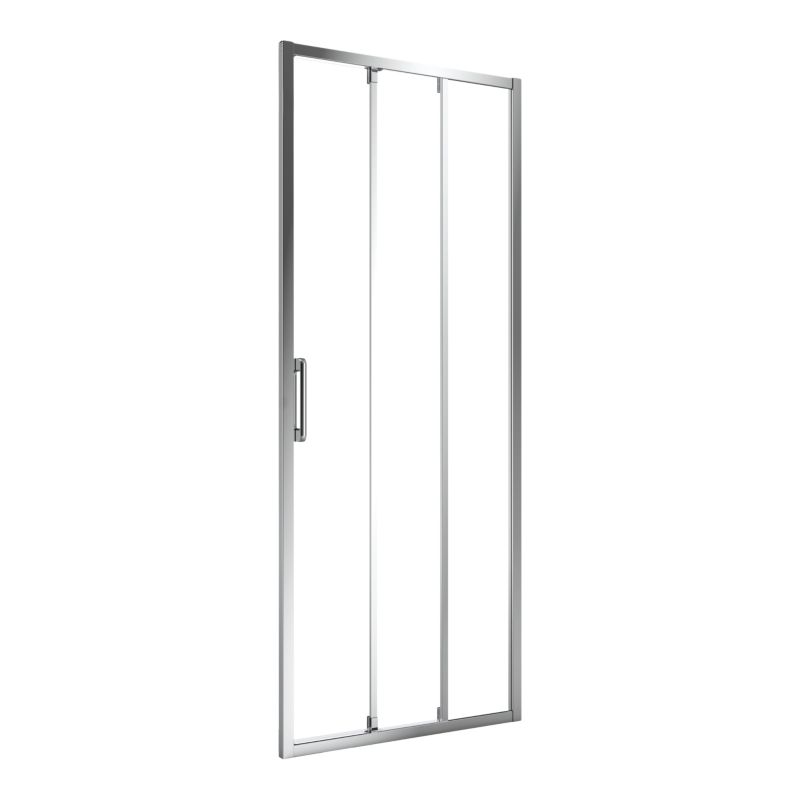 Tredelt Skydedør til Bruseniche 80 cm Krom Gennemsigtigt Glas