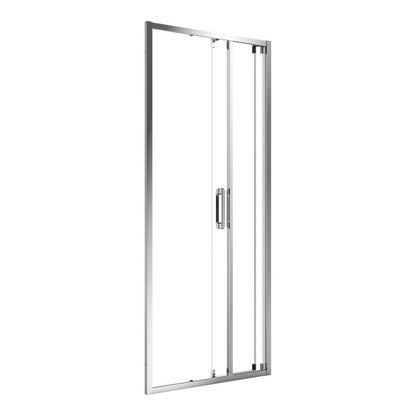Tredelt Skydedør til Bruseniche 80 cm Krom Gennemsigtigt Glas
