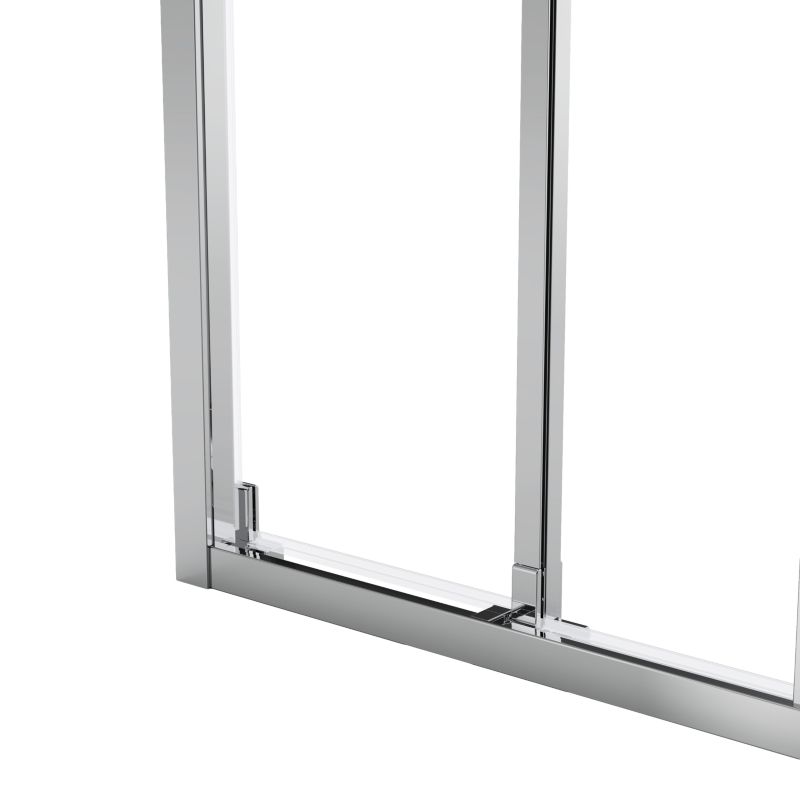 Tredelt Skydedør til Bruseniche 80 cm Krom Gennemsigtigt Glas