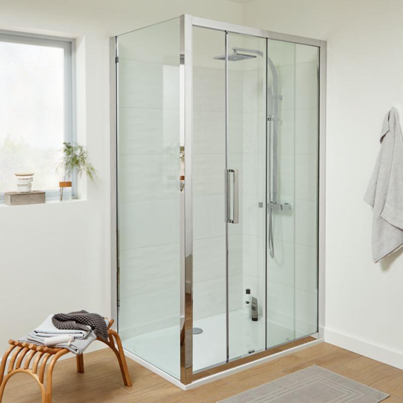 Skydedør til brusekabine Zilia 120 x 200 cm inox/gennemsigtigt glas