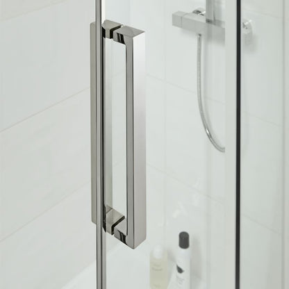 Skydedør til bruseniche Zilia 120 x 200 cm inox/transparent glas