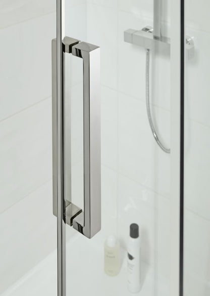 Skydedør til bruseniche Zilia 120 x 200 cm inox/transparent glas