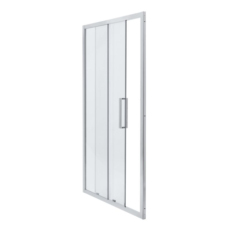 Skydedør til bruseniche Zilia 120 x 200 cm inox/transparent glas