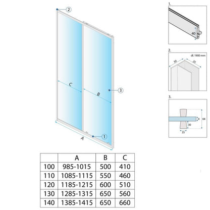 Brusedør Rea Primo Slide 140 cm Krom