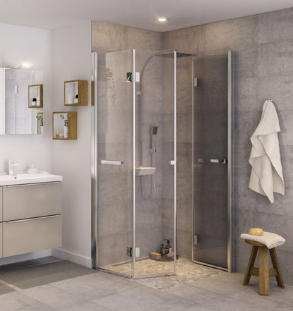 Foldbare brusedøre GoodHome Beloya 80 cm krom/gennemsigtig