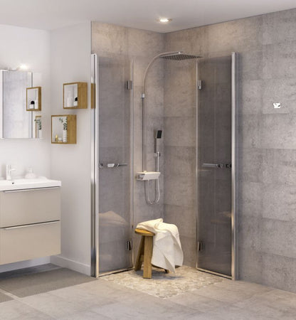 Foldbare brusedøre GoodHome Beloya 80 cm krom/gennemsigtig