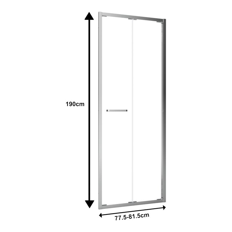 Foldedør til bruseniche Maza 80 cm krom/transparent