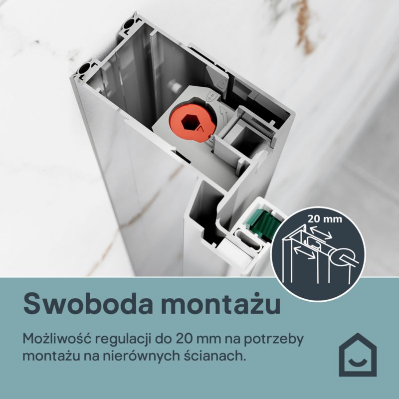 Brusehængsler Evanna 80 cm Krom/Transparent