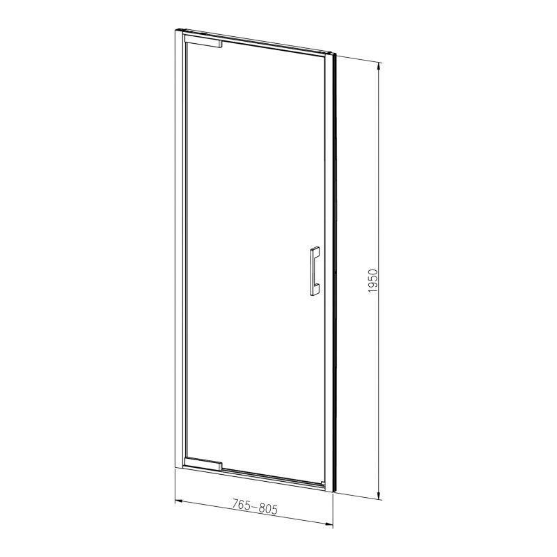 Brusehængsler Evanna 80 cm Krom/Transparent