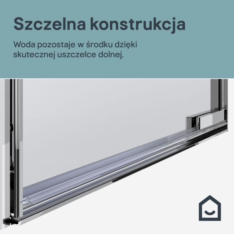 Brusehængsler Evanna 80 cm Krom/Transparent