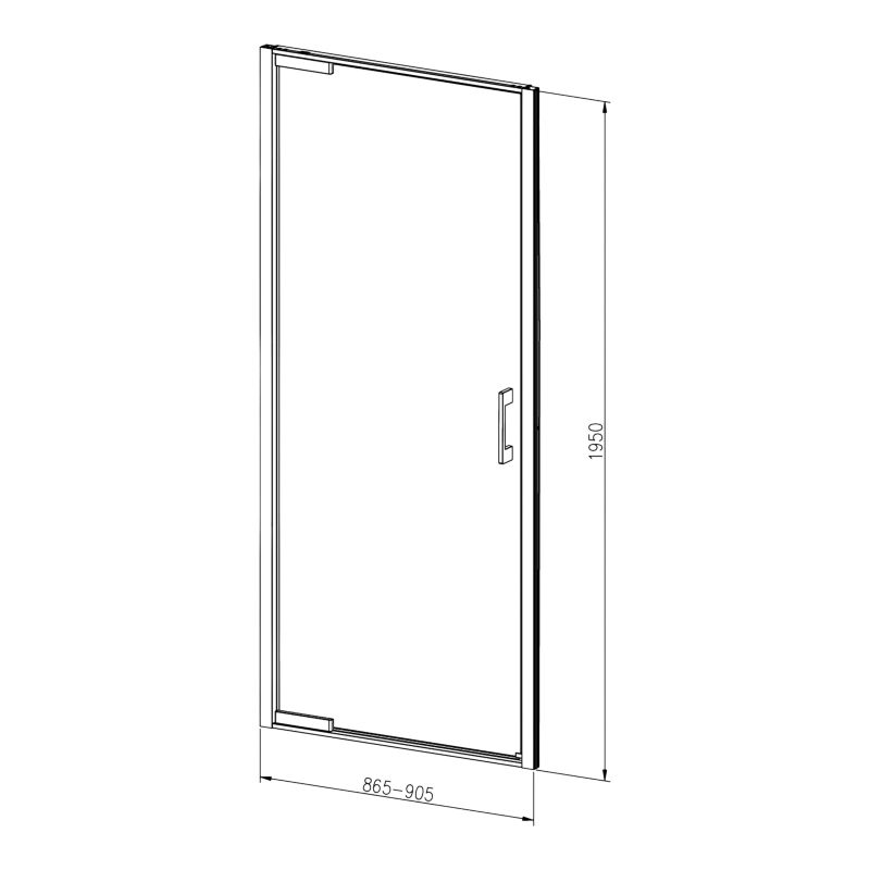 Uchylne døre til bruseniche 90 cm Sort Gennemsigtigt Hærdet Glas