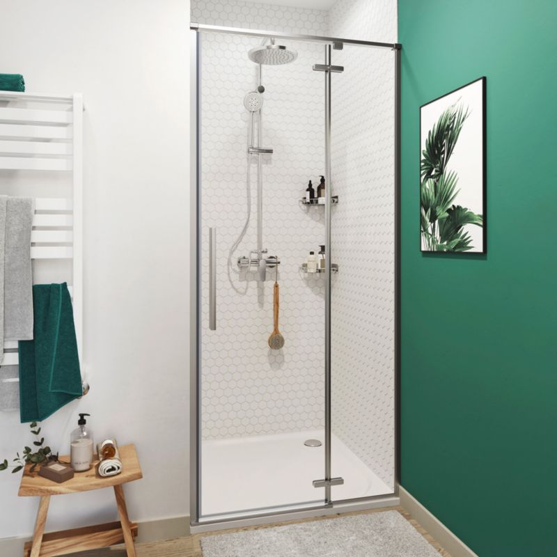 Svingdør til bruseniche 90 cm Krom/Transparent | 5059340077710