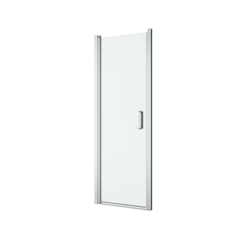 Hængslet brusedør 70 cm Krom Transparent Hærdet Glas