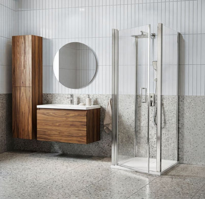 Hængslet brusedør 70 cm Krom Transparent Hærdet Glas