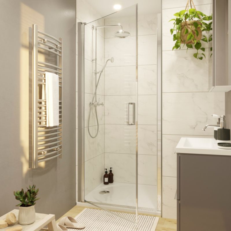 Svingdør til bruseniche 90 cm Krom/Transparent | 5063022042453