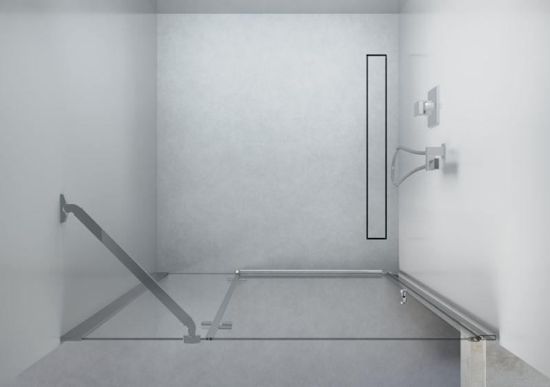 Hjørnebrusedør Hængslet 110 cm Krom