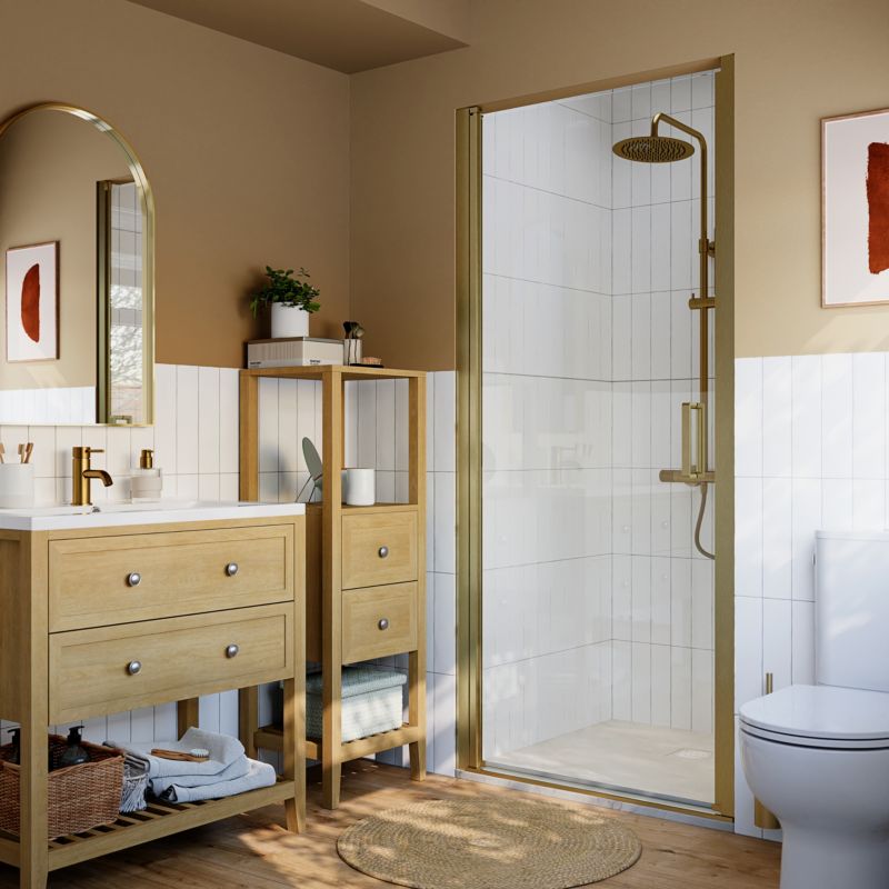 Bruseniche Dør Ledava 90 cm Børstet Guld / Transparent