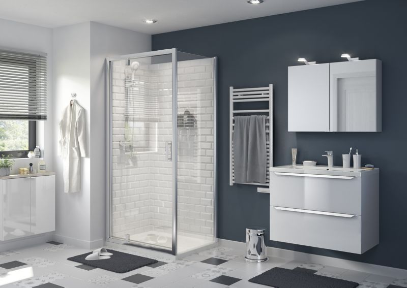 GoodHome Beloya 100 cm vippe-duschdør i krom og transparent glas