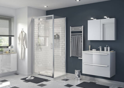 GoodHome Beloya 100 cm vippe-duschdør i krom og transparent glas
