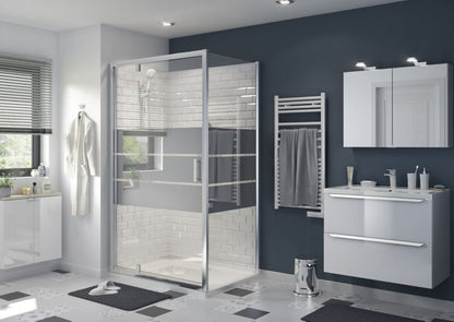GoodHome Beloya 120 cm vippe-duschdør i krom med spejlglas