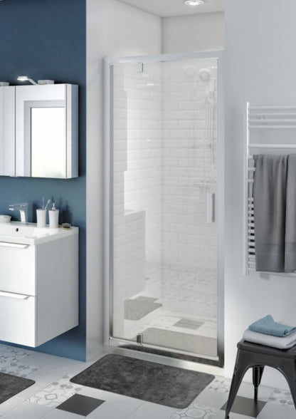 GoodHome Beloya 90 cm svingdør til brusekabine i krom og transparent glas