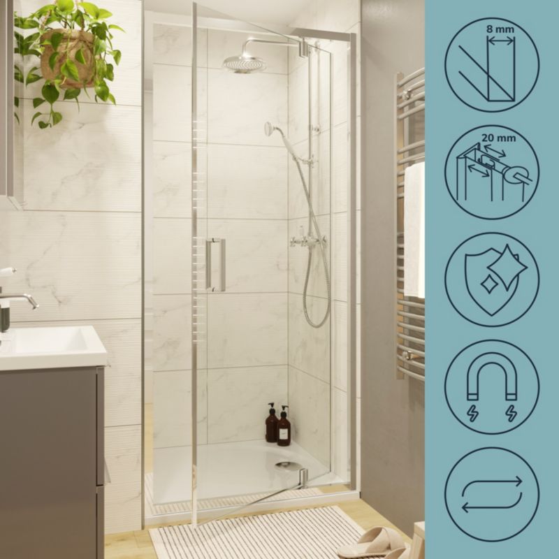 Svingdør til bruseniche 100 cm krom transparent glas
