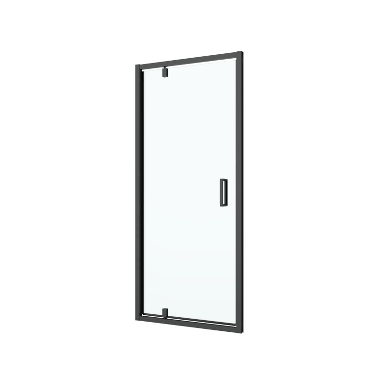 Brusebadssvingdør 80 cm Mat Sort / Transparent